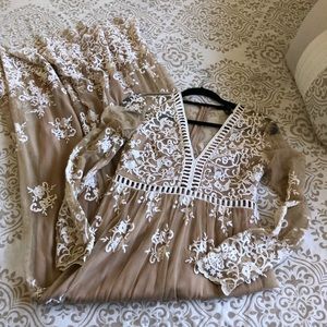 Nude and white dress